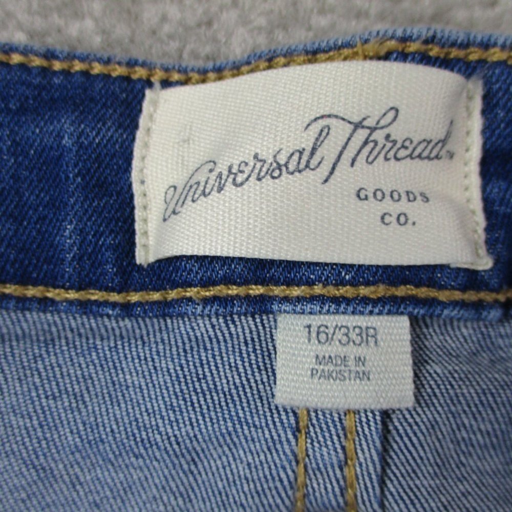 Universal Thread Jeans Womens 16 Blue Denim Patchwork Double Knee Hi Rise Skinny - Picture 7 of 11